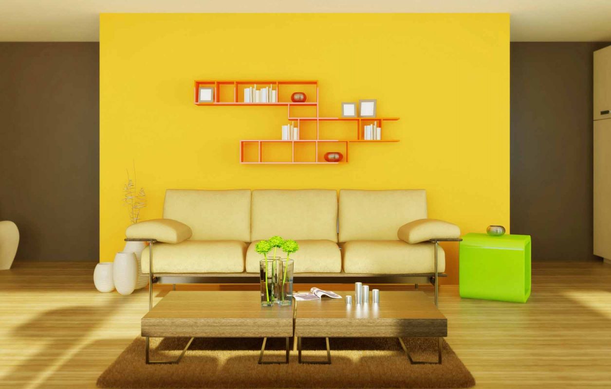 Ứng dụng phối màu liền kề trong thiết kế nội thất phòng khách xanh - vàng - cam | Nguồn ảnh: Internet.