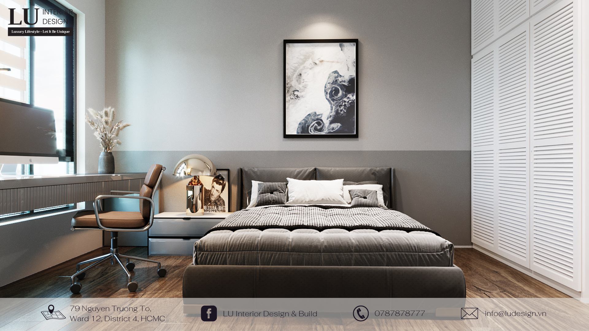 Một chiếc giường phù hợp chính là khoảng đầu tư xứng đáng cho không gian phòng ngủ | Nguồn ảnh: Dự án căn hộ Estella - LU Design.