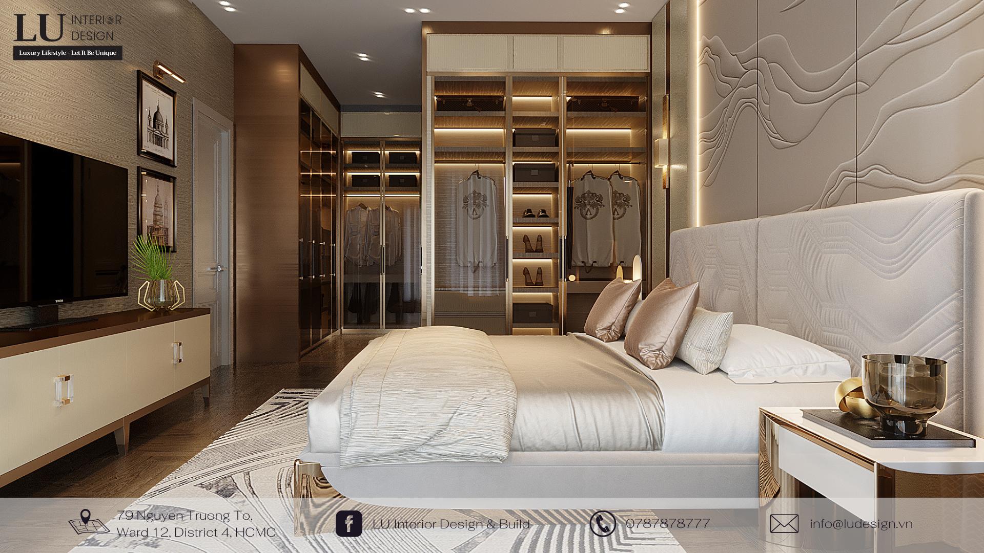Khu vực phòng ngủ master - dự án biệt thự Phú Mỹ Hưng| Nguồn ảnh: LU Design.