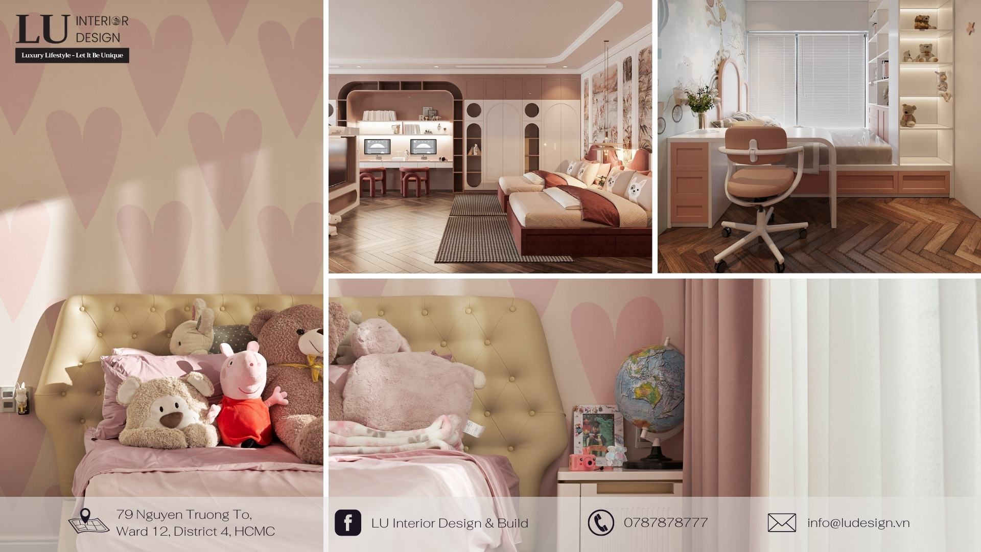 LU Design - công ty thiết kế nội thất TPHCM chia sẻ về ý nghĩa của màu hồng trong phòng ngủ trẻ em | Nguồn ảnh: Dự án thực tế - LU Design.